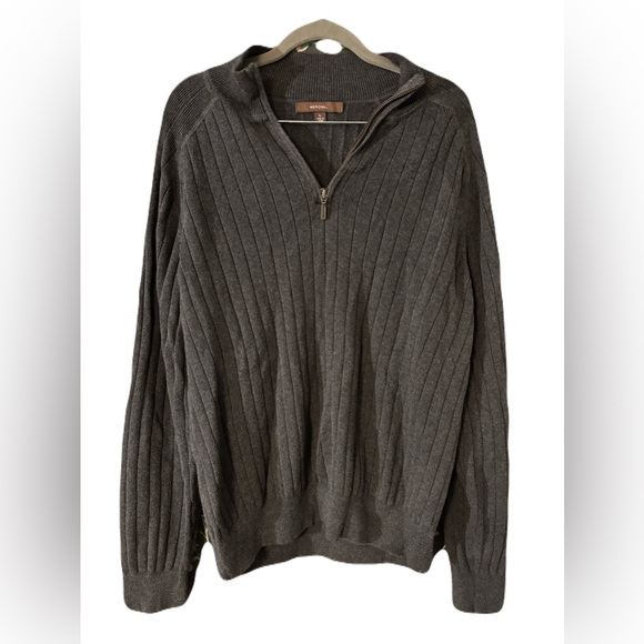 Merona Other - Merona: Gray Quarter Zip Mock Neck ribbed sweater 100% cotton